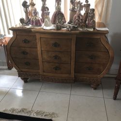 Unique Lighter Wood Antique Rounder Dresser 