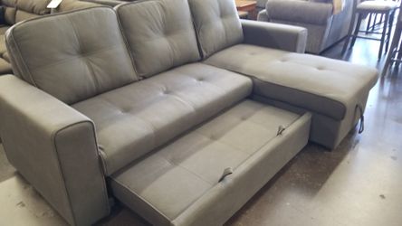 Greay microsuede reversible sofa chaise sectional