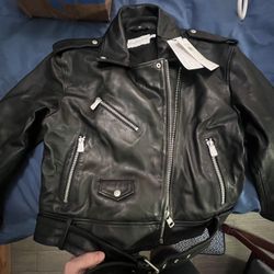Calvin Klein Jeans Black Leather Moto Jacket “Women”