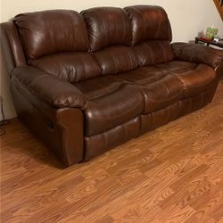 Leather Recliner Sofa Brown 