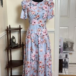 Floral Print Puff Sleeve Dress
