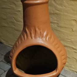 Terracotta Clay Chiminea with a Metal Stand
