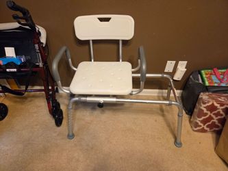 White Rotating &  Sliding Shower Chair for Indoor Shower & Bathtub
