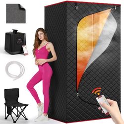UrbanSync 1-Person Portable Steam Sauna Box with 3L/1200W Steamer, 99-Min Timer & 15 Power Levels, XL Foldable and Remote Control, Detox Spa for Relax