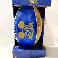 Disneyland 50th Anniversary Mickey Mouse Football Blue Gold w/ Box Rare