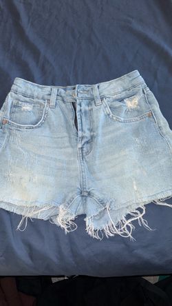 Light Wash Distressed Denim Cutoff Shorts