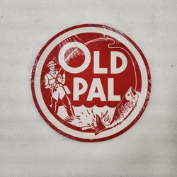 Retro Old Pal Fishing Tackle box Logo Emblem Steel Metal Sign 