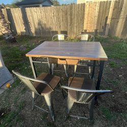 Dinning Table 4 Chairs Solid Wood 