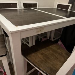 Brown And White Dining Table