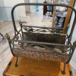 Wrought Iron And Wicker Magazine Holder 25Obo