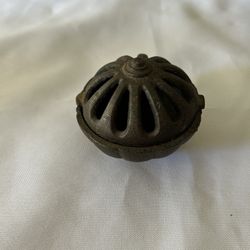 Vintage 1920’s Vantines Cast Iron Incense Burner Round With Lid Shape