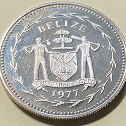 $5  1977 Of Belize  🇧🇿 Ag. 0.925
