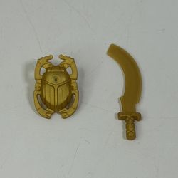 Lego Anubis Minifig Gold Sickle Sword & Gold Shield Scarab Ninja Weapon Set RARE