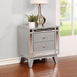 Two Nightstands 2 Drawers by Willa Arlo Interiors Silver Mirror