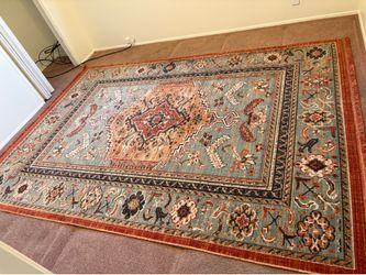 7' x 10' Persian Floral Woven Rug Rust/Teal- Threshold - Like New
