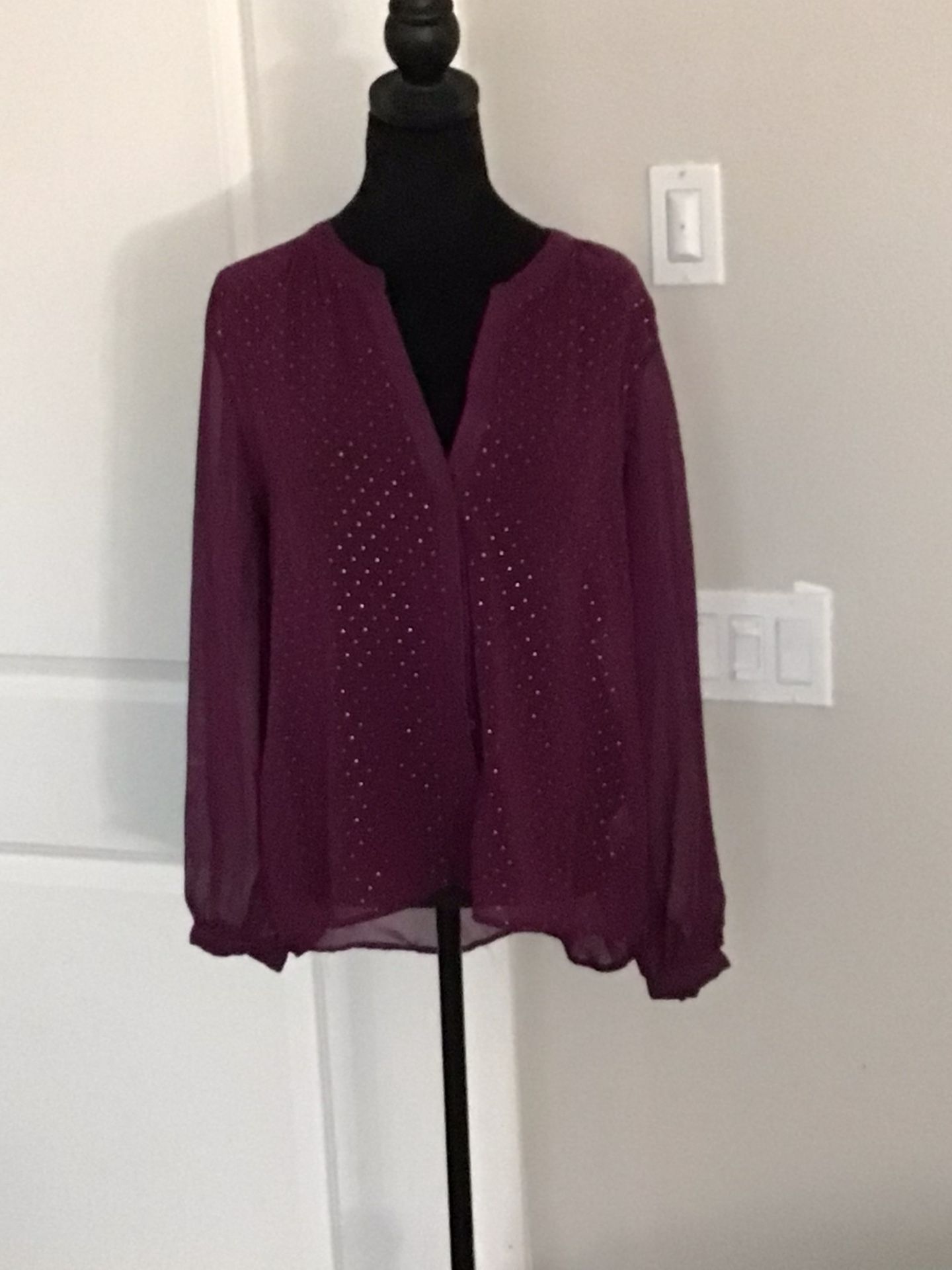Medium Elegant plum-colored sheer blouse