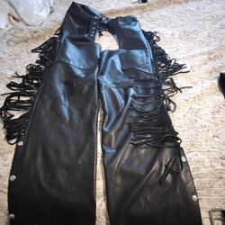 Women's Leather Chaps With Fringe