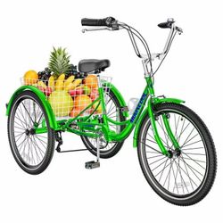 Mooncool Adult Tricycle 20/24/26 inch 7 Speed, Three Wheel Bicycle for Adult, Trike Cruiser W/ Tools & Big Basket for Exercise Shopping Picnic Outdoor
