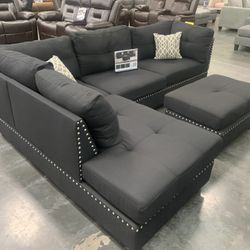Sectional. 3 Pc With Ottoman 