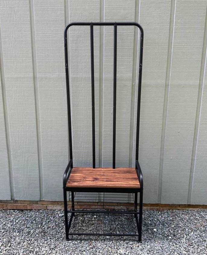 Entryway Shoe Rack Garment Coat Hanger Hall Bench With Hooks