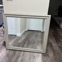 Large Wall Mirror with Gray Frame