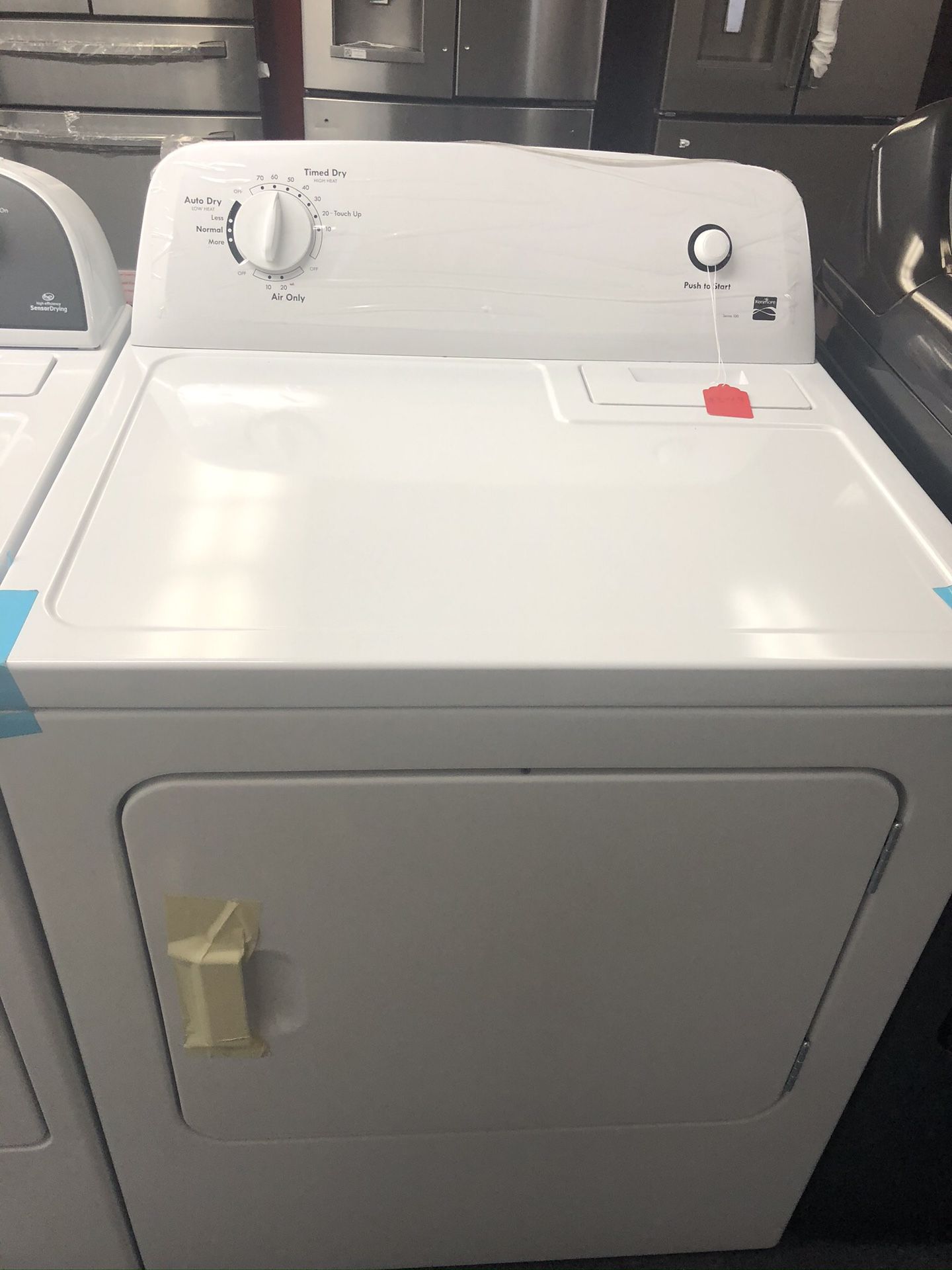 New scratch and dent kenmore dryer. 1 year warranty