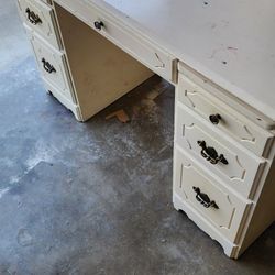 Vintage White Wood Desk 