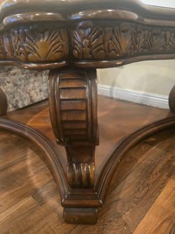 Coffee table glass top .vintage .Great wood