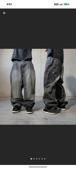 Y2K baggy embroidered grey enyce skater jeans