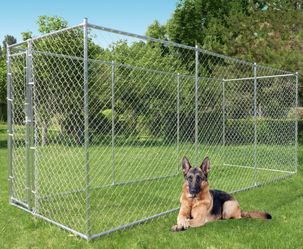 10x10x6 ft,Large Dog Kennel Outdoor, Heavy Duty Outside Dog Cage with Secure Lock,Square Dog Pen Run,Galvanized Chain Link Dog Crate Metal Dog Pen Enc