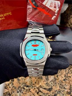 Silver Men’s Watch Turquoise Face 40MM