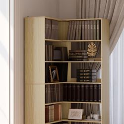 2RX6XF7

Corner Book Shelf, 6 Tier 73 Inch Tall Corner Bookshelf with Open Storage, Wood L Shaped Bookcase Storage Display Rack