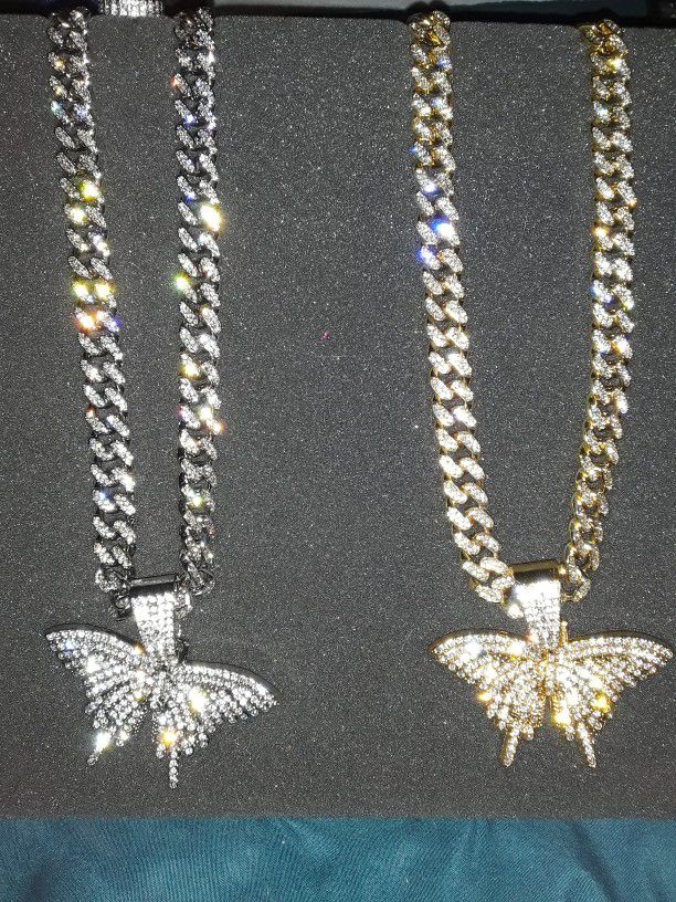 Womens Iced Out Bling Necklace