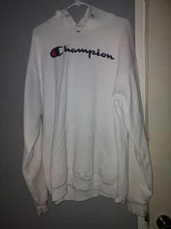 Champion Script Logo White Hoodie