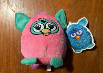 Furby Plush Stuffed Animal Toy Factory Pink Body Teal Ears 8" NWT NEW