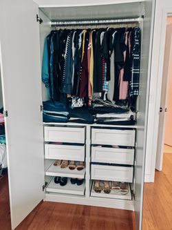 IKEA PAX Wardrobe system with mirror, door, drawers and shoe storage - fully assembled
