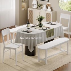Dining Chairs Set of 4,Dining Room Chair with 2 Chairs & 2 Benches,MDF Board and Metal Frame,Kitchen Chairs for Home, Apartment, or Small Space,No Tab