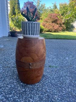 Wooden barrel stool or side table