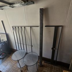 Metal Twin Bed Frame With Matching Rolling Tables