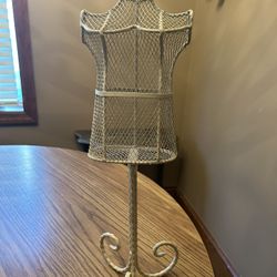 Dress form - shabby cottage home decor - off white / metal 17.5" tall