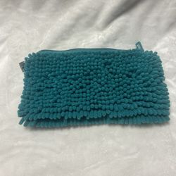 Blue green zip up clutch purse bag