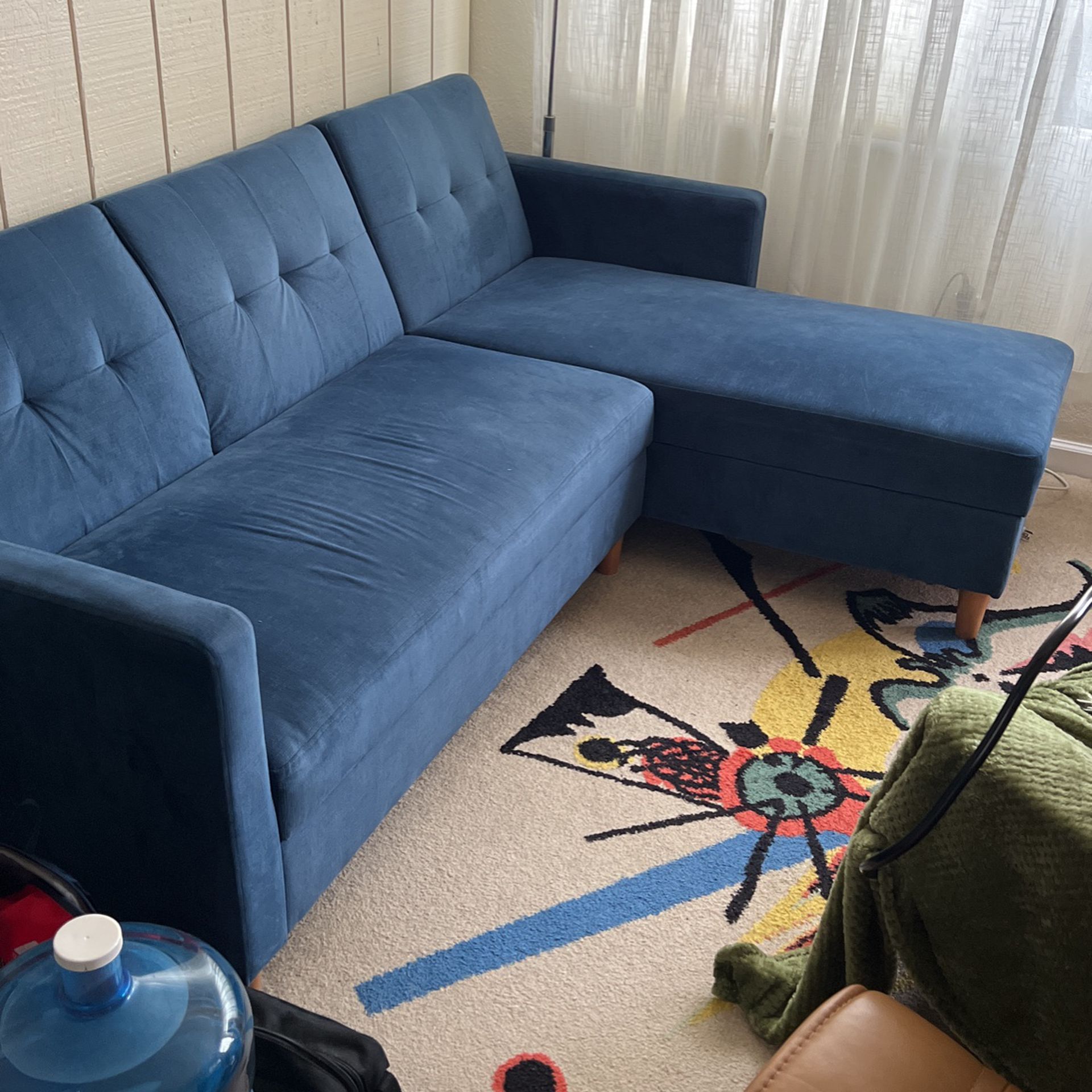 L Shape Blue Sofa From Wayfair, Turn Into Twin Bed 