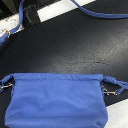 Talbots Blue Leather Drawstring Crossbody Bag