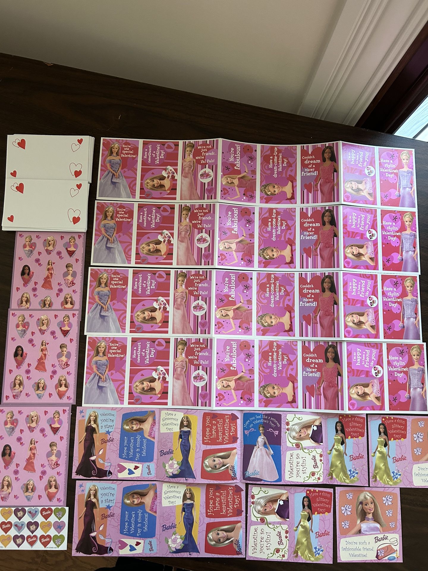 2003 Vintage Barbie 47 Valentines Cards, 32 Envelopes With 27 Stickers