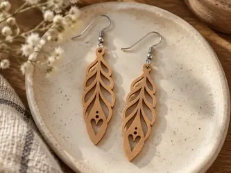 Wooden Leaf Dangle Earrings