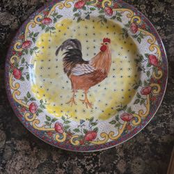  7 Piece Set FRENCH COUNTRY Rooster 8" Dessert Plates