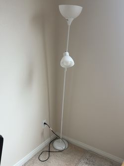 White Torchiere Floor Lamp with Reading Light