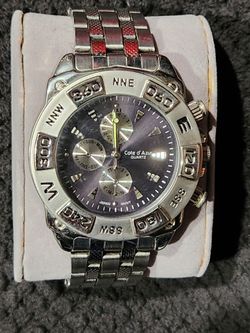 Cote d' Azur quartz mens wrists watch all Silver with dark gray watch face. New Conditions, never worn.
***** Cash only, please. Front Door pick-up