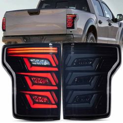 Pair 2015-2020 Ford F150 F-150 Black Sequential Full LED Brake Tail Lights Lamps 