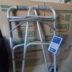 Drive Deluxe 2 Button Folding Walker 5 Inch Wheels